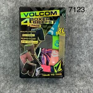 Volcom Mens 4 Pack Boxer Briefs XL Multicolor 7.5 Inch Inseam Fly Front NEW